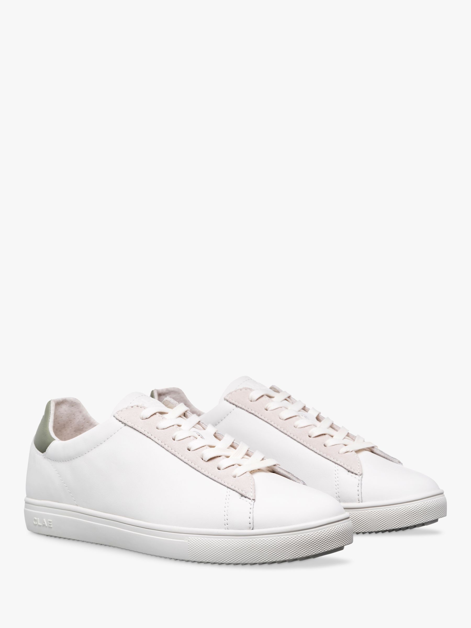 CLAE Bradley Whitel Lace Up Trainers, White, 5