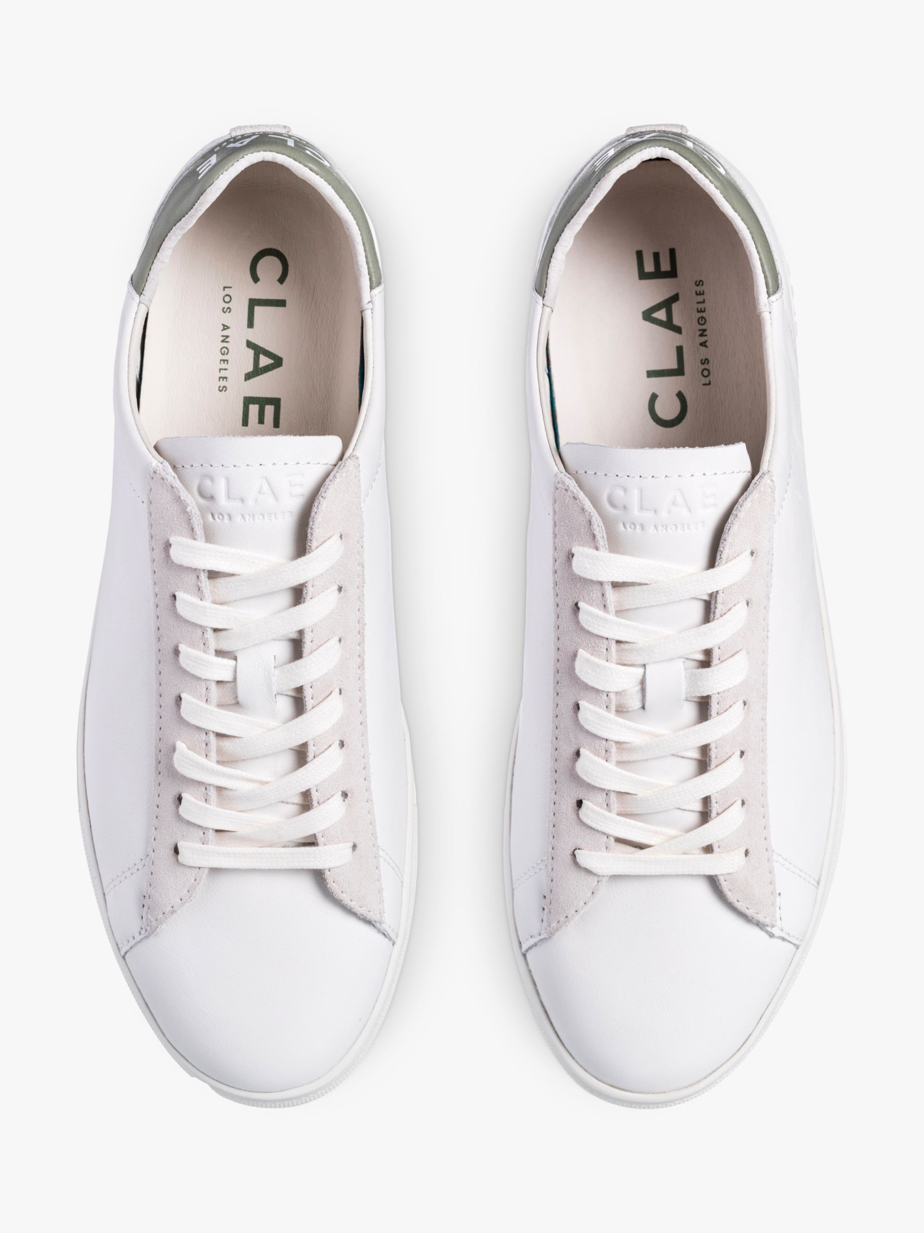 Buy CLAE Bradley Whitel Lace Up Trainers, White Online at johnlewis.com