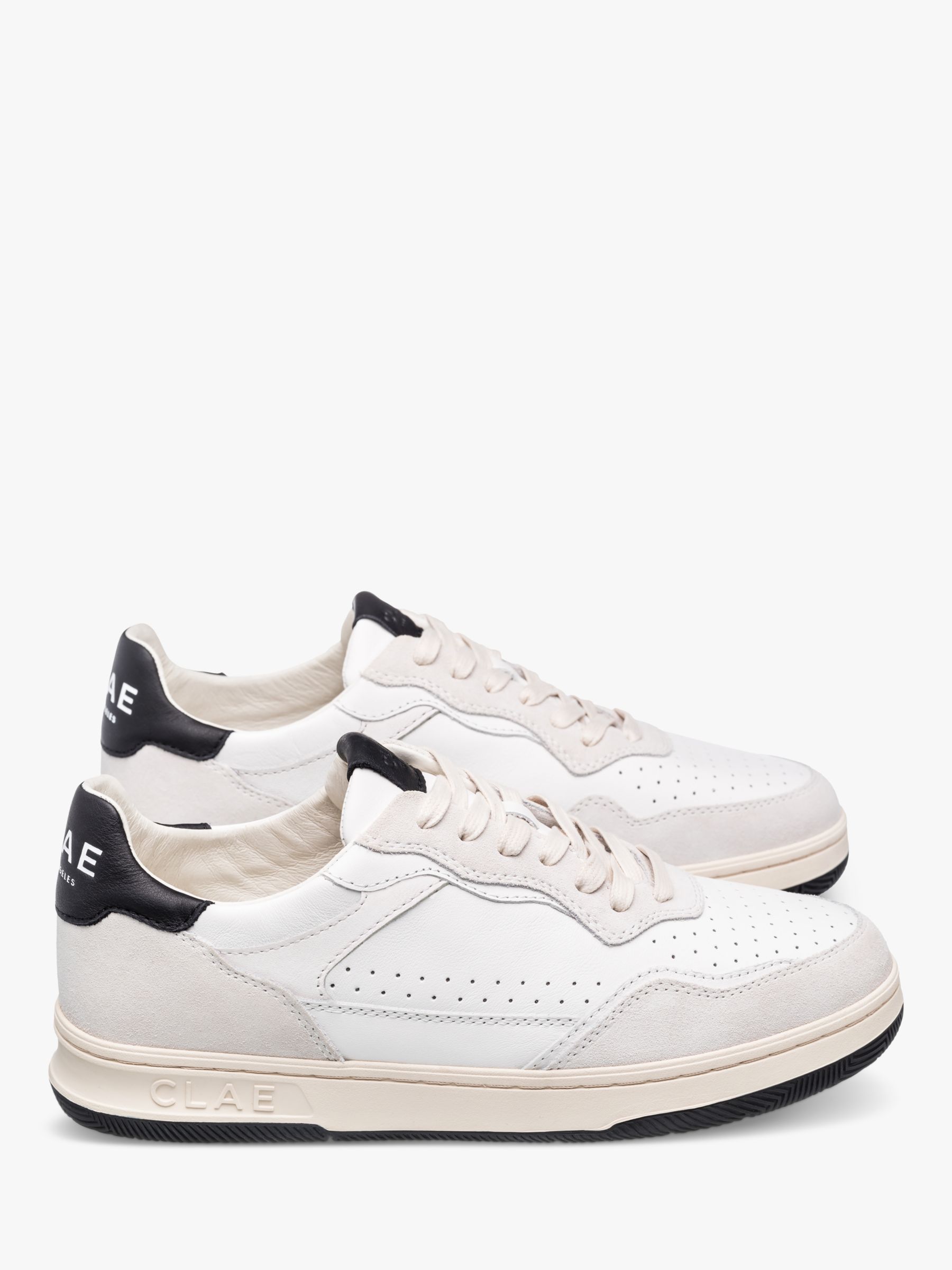 CLAE Haywood Leather Lace Up Trainers, White/Black