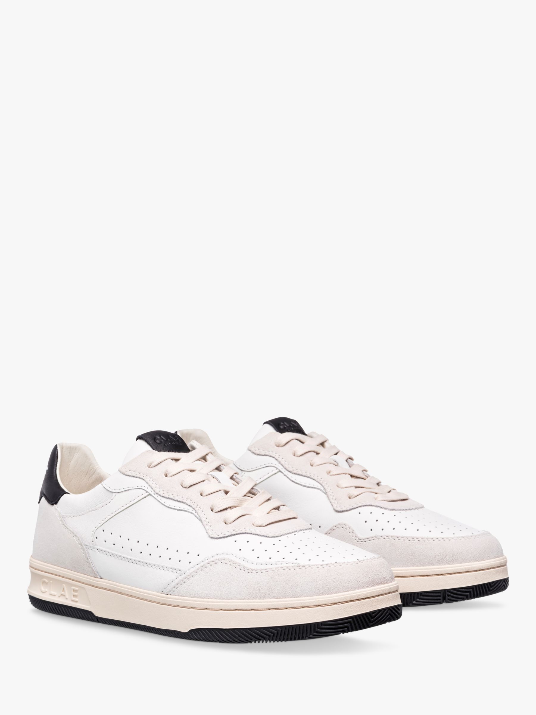 CLAE Haywood Leather Lace Up Trainers, White/Black