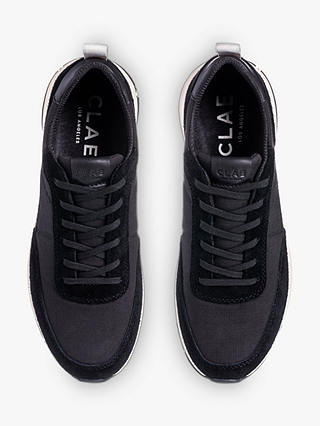 CLAE Owens Suede Lace Up Trainers, Black