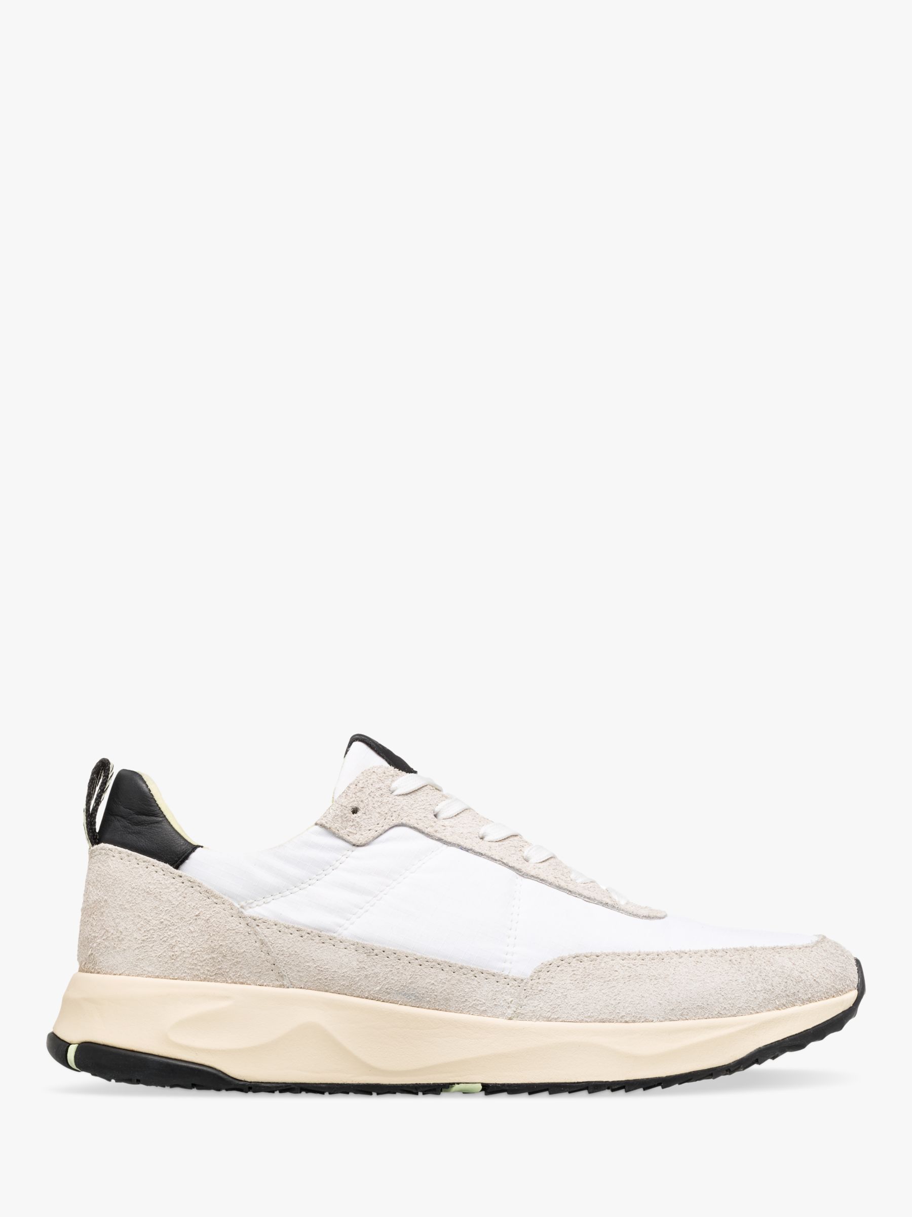 CLAE Owens Suede Lace Up Trainers, White/Black, 8
