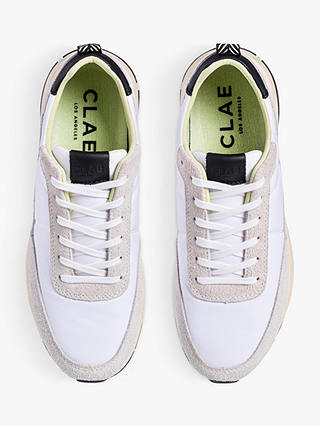 CLAE Owens Suede Lace Up Trainers, White/Black