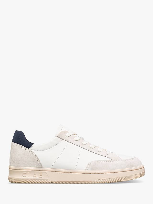 CLAE Monroe Leather Lace Up Trainers, White/Navy