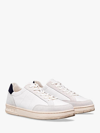 CLAE Monroe Leather Lace Up Trainers, White/Navy