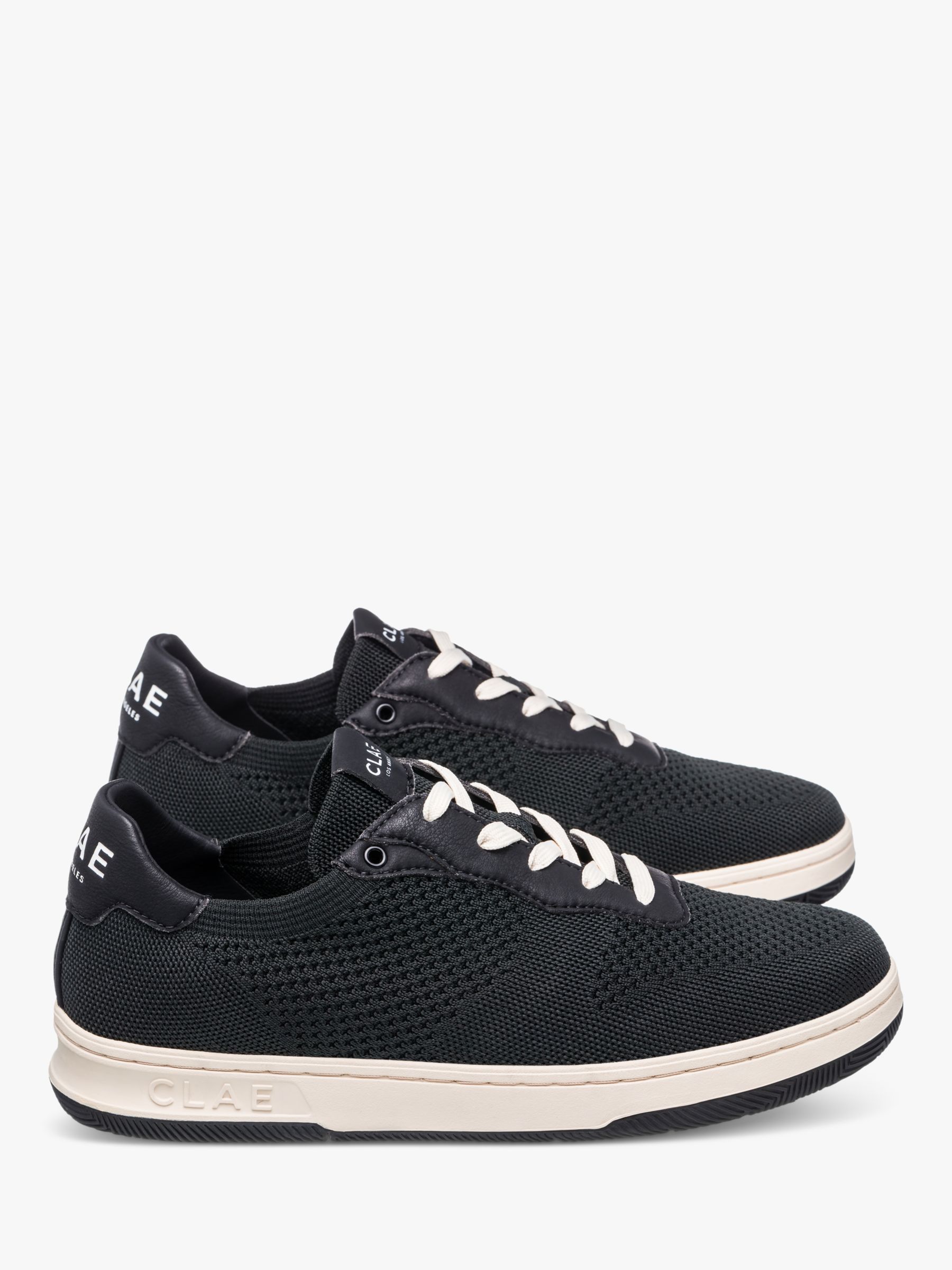 CLAE Malone Knitted Lace Up Trainers, Black, 7.5
