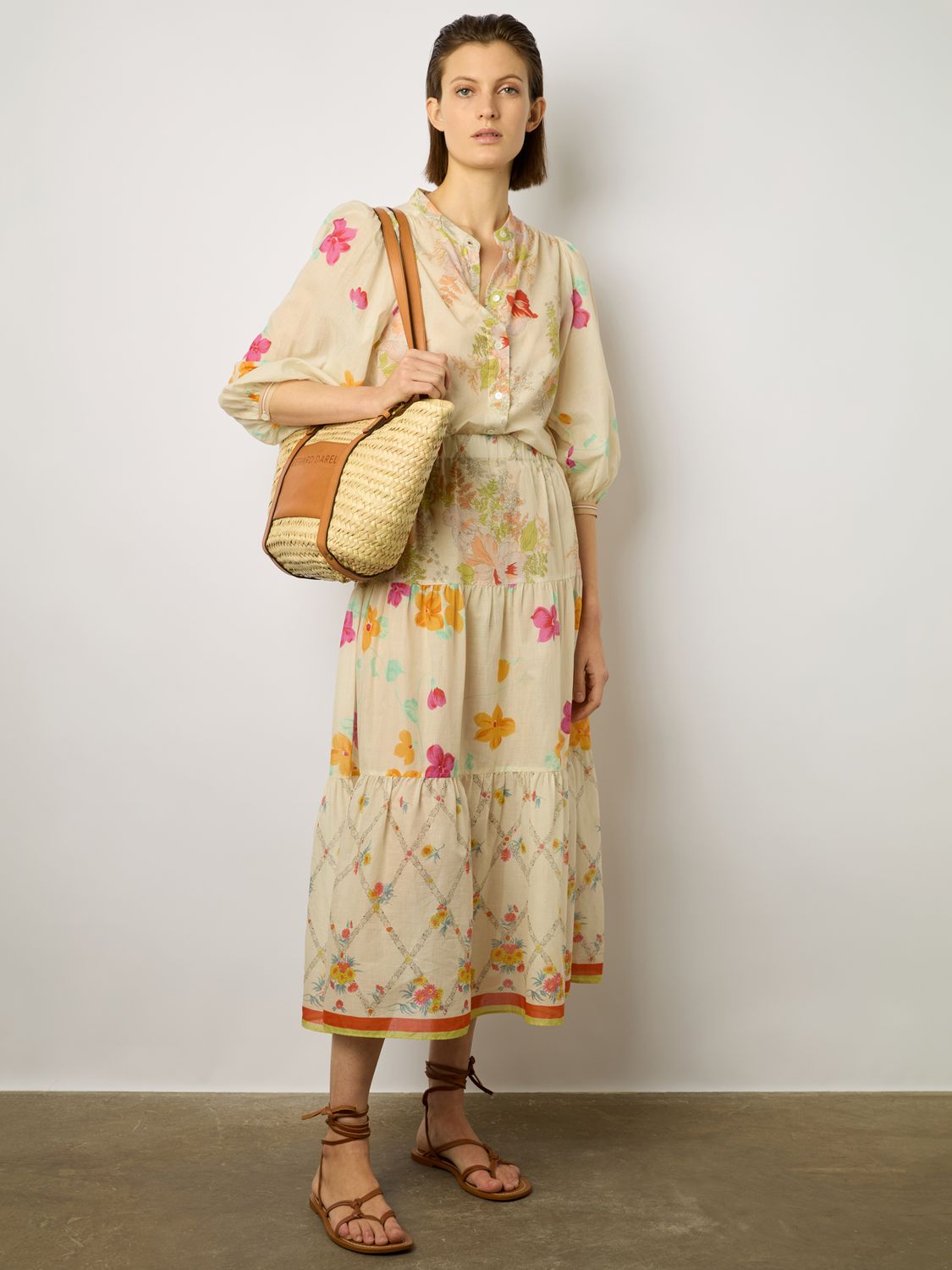Buy Gerard Darel Brooke Floral Midi Skirt, Multi Online at johnlewis.com