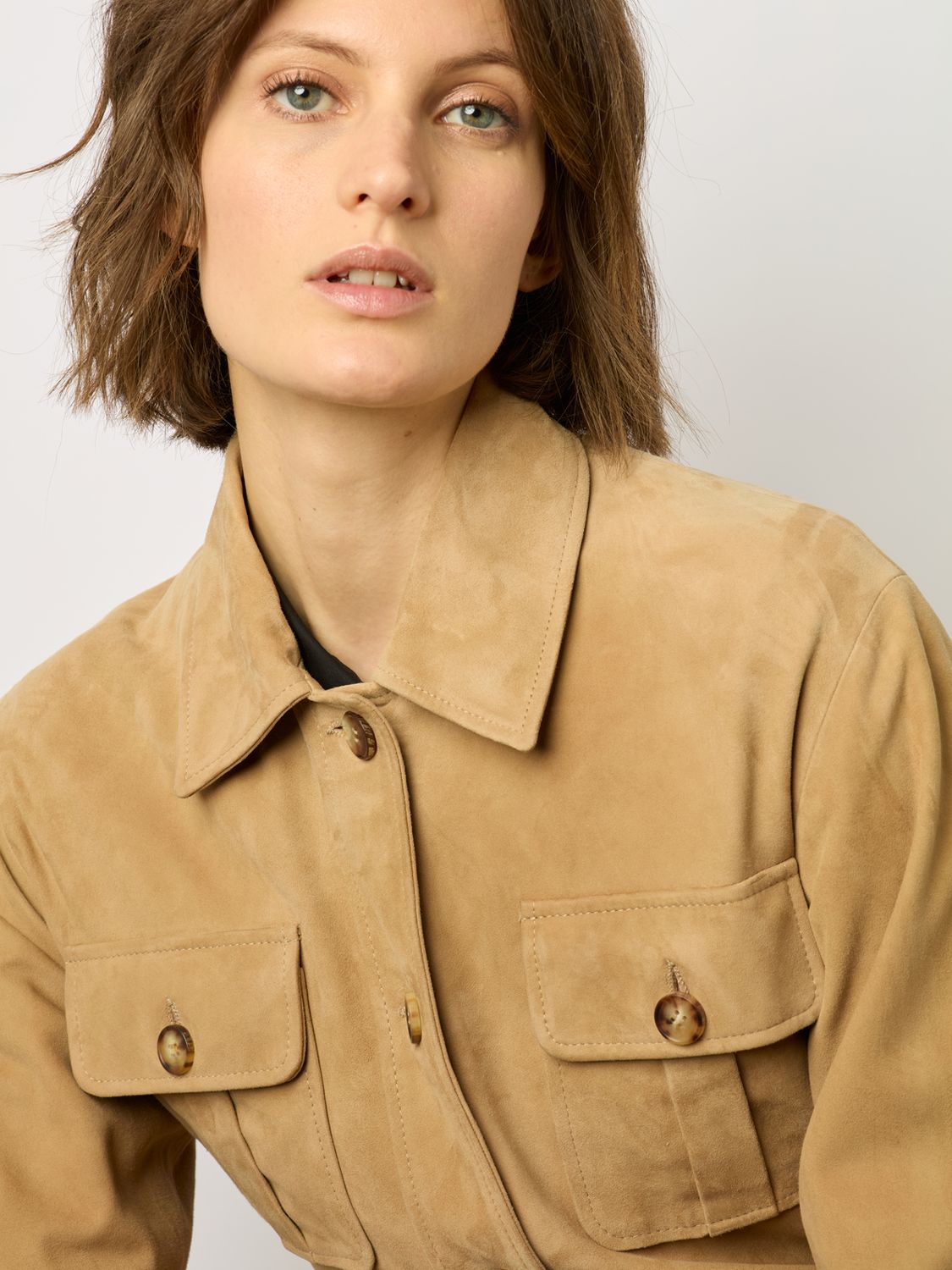 Buy Gerard Darel Joyce Suede Jacket, Sand Online at johnlewis.com