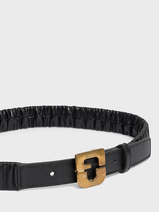Gerard Darel Rosalie Textured Skinny Leather Belt, Black