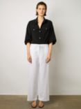 Gerard Darel Capucine Linen Blend Wide Leg Trousers, White