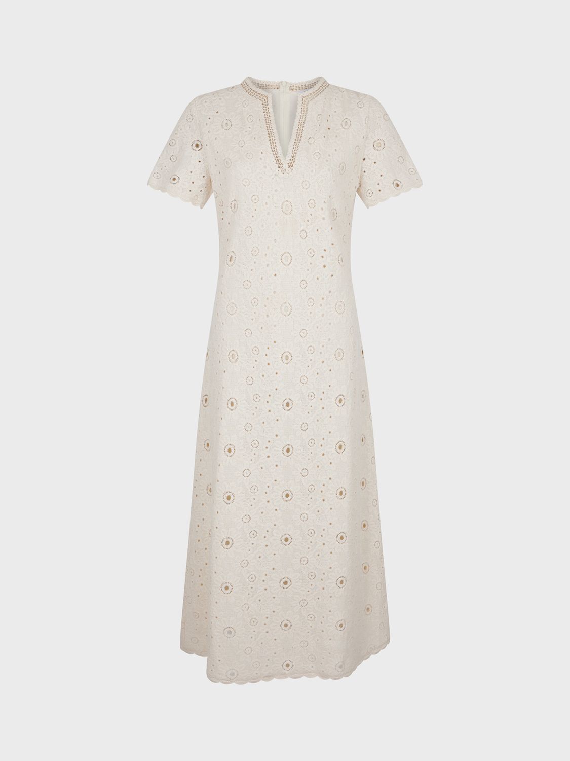 Gerard Darel Elouane Embroidered Cotton Midi Dress, Natural, 8