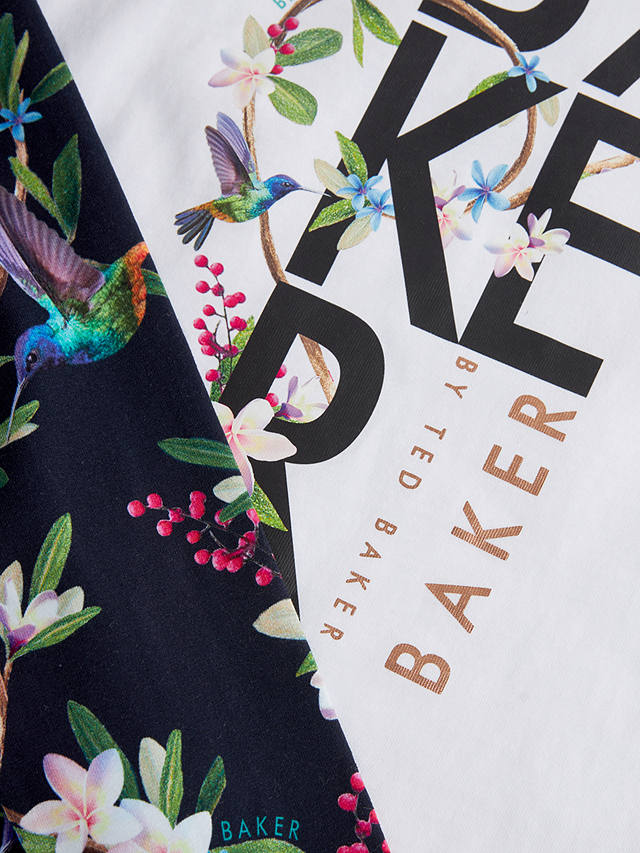 Ted Baker Kids' Logo Floral Graphic T-Shirt & Leggings Set, Navy/Multi