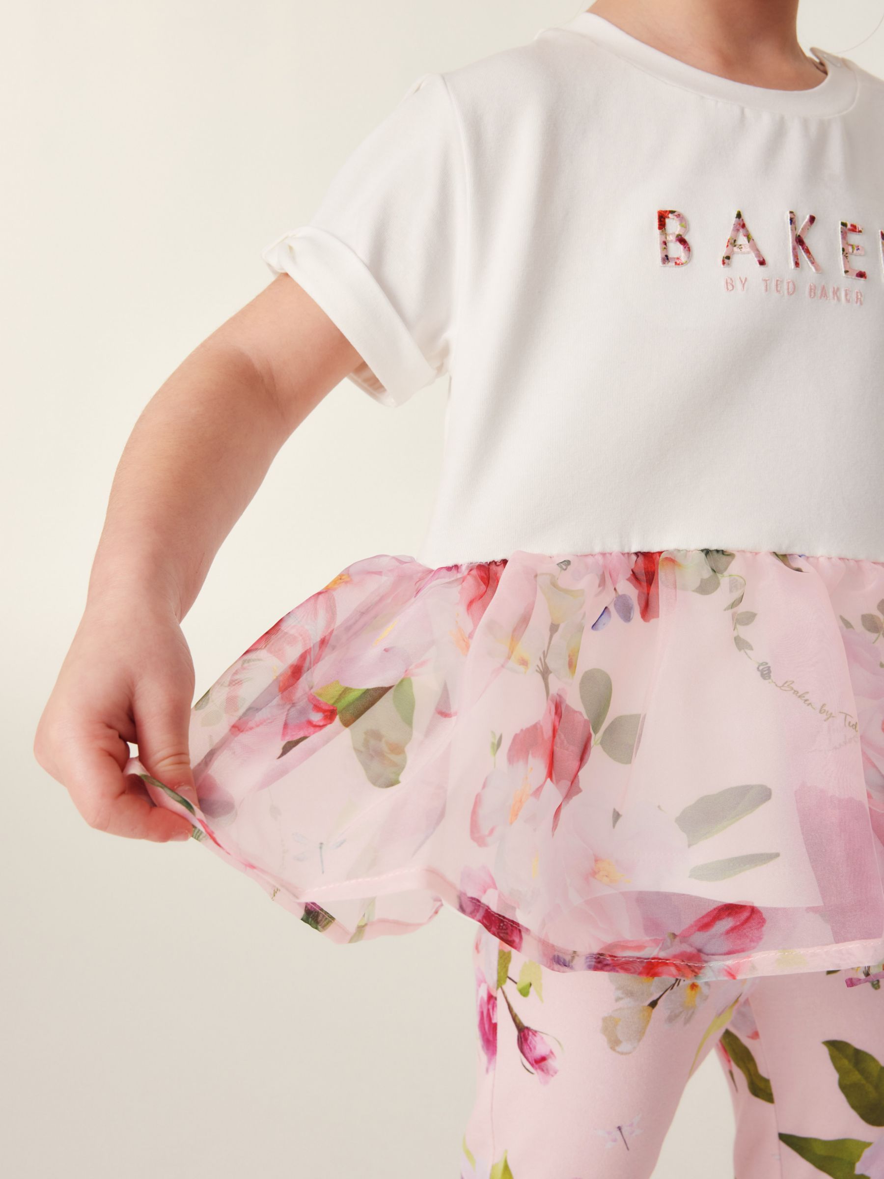Buy Ted Baker Baby Logo Floral Organza Peplum Top & Leggings Set, Pink/Multi Online at johnlewis.com