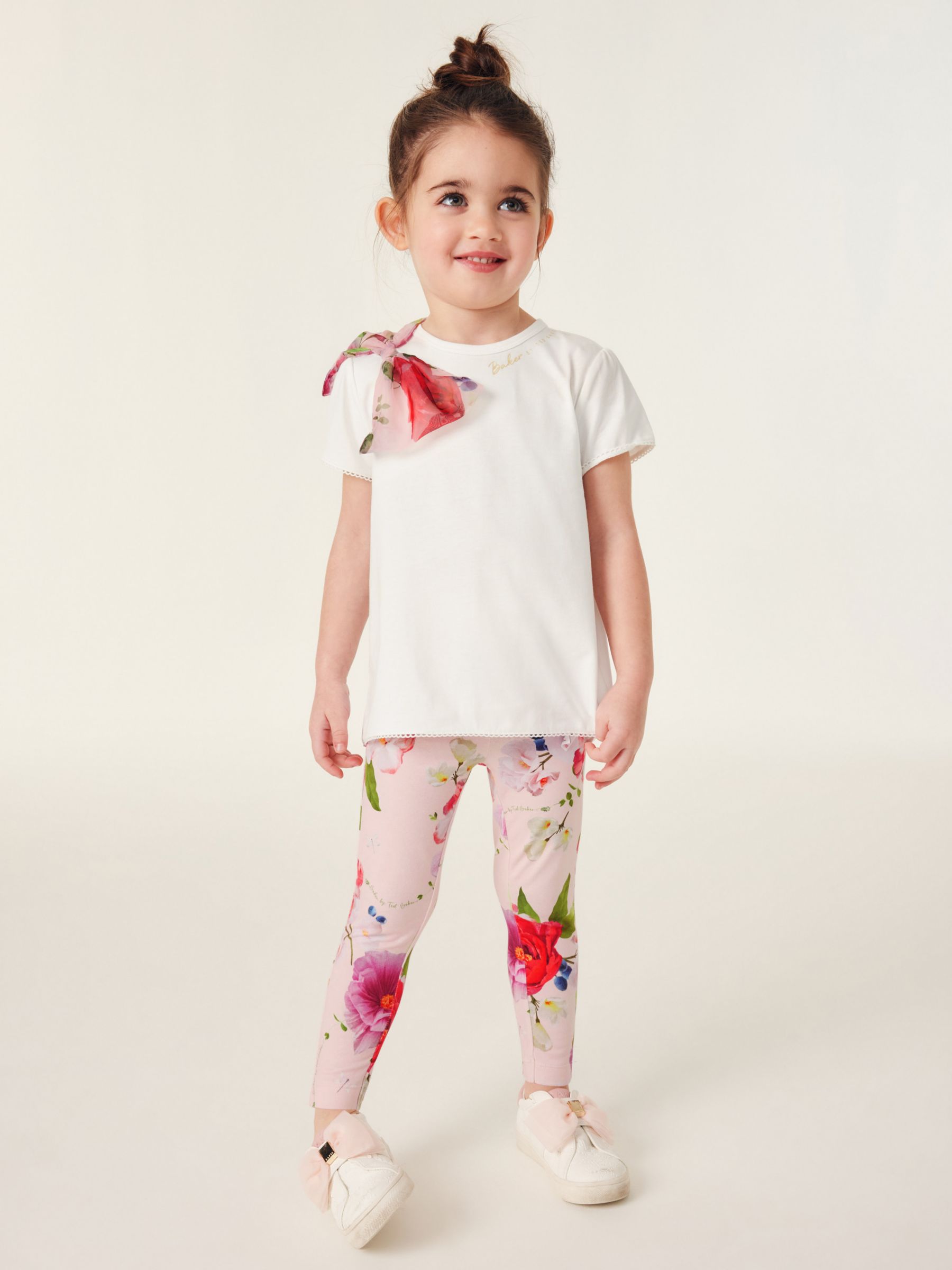 Ted Baker Baby Floral Bow T-Shirt & Leggings Set, Pink/Multi, 3-6 months