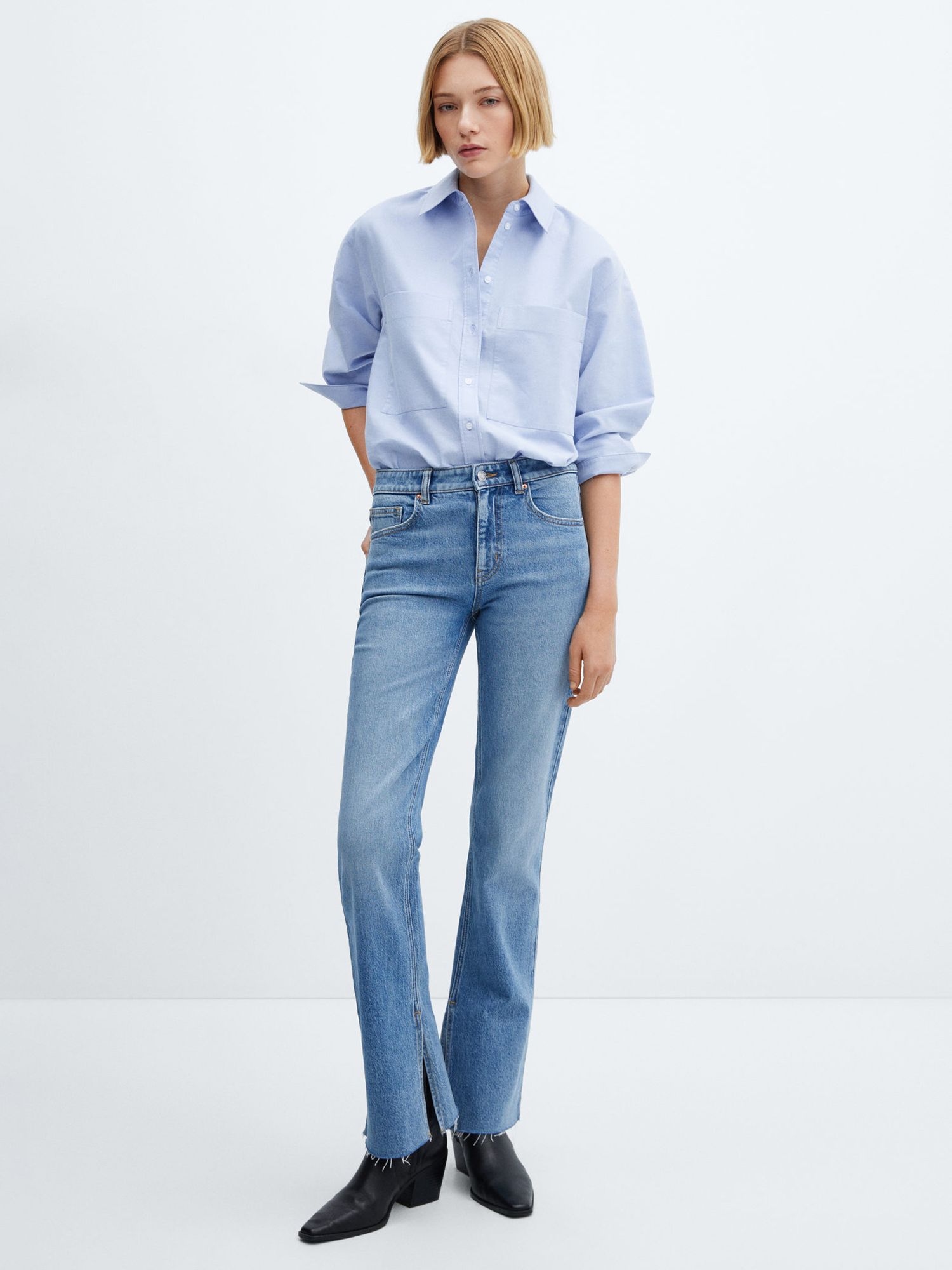 Mango Elle Flared Jeans, Blue at John Lewis & Partners