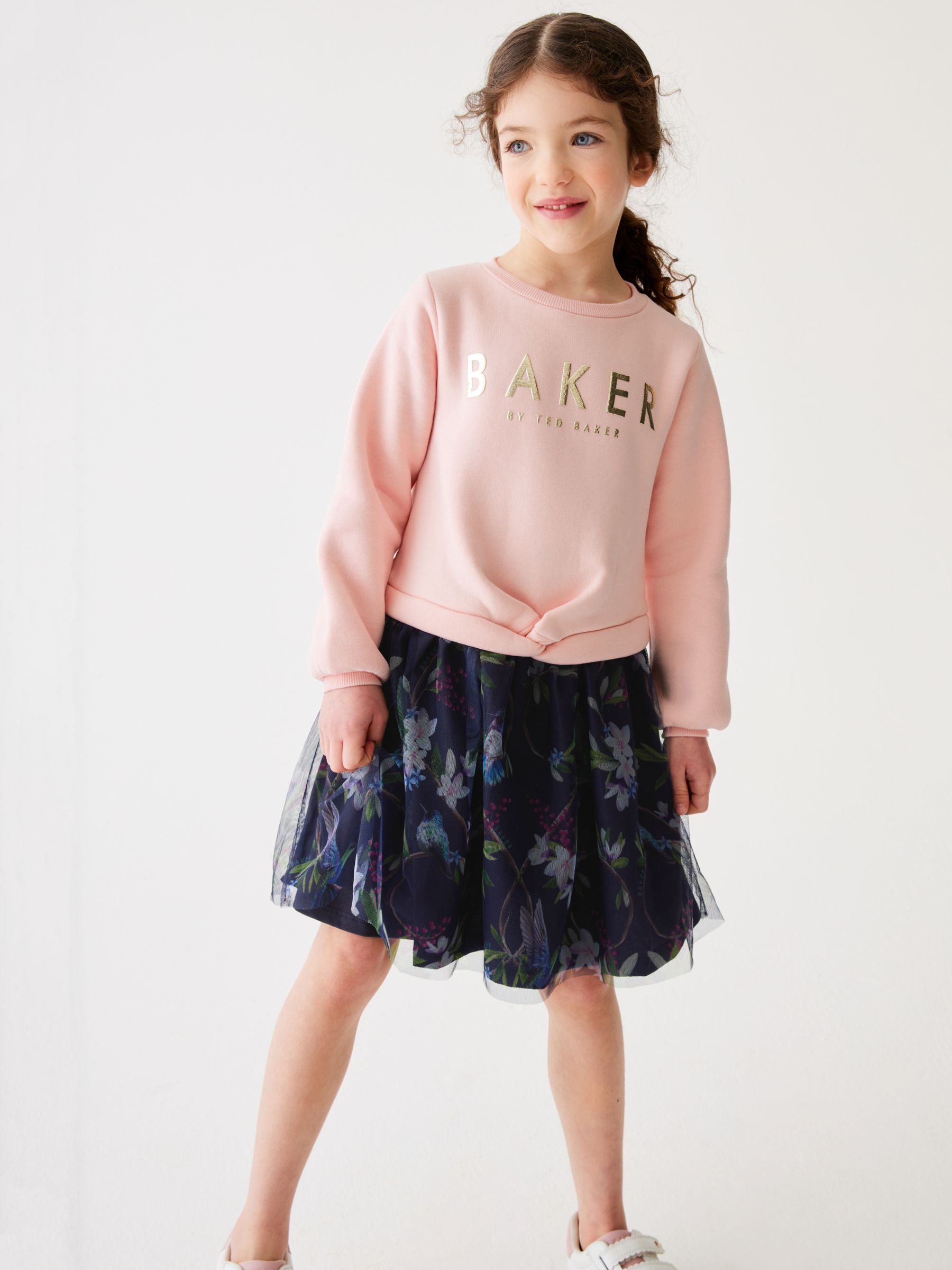 Buy Ted Baker Kids' Mockable Logo Sweatshirt Dress, Pink/Multi Online at johnlewis.com