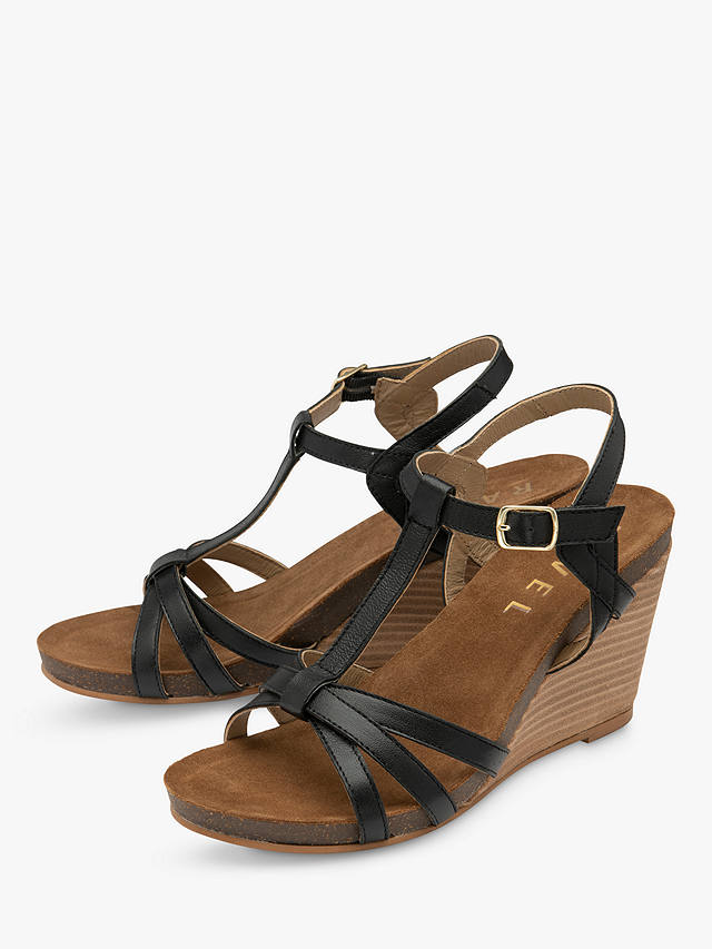 Ravel Anya Leather Wedge Sandals, Black