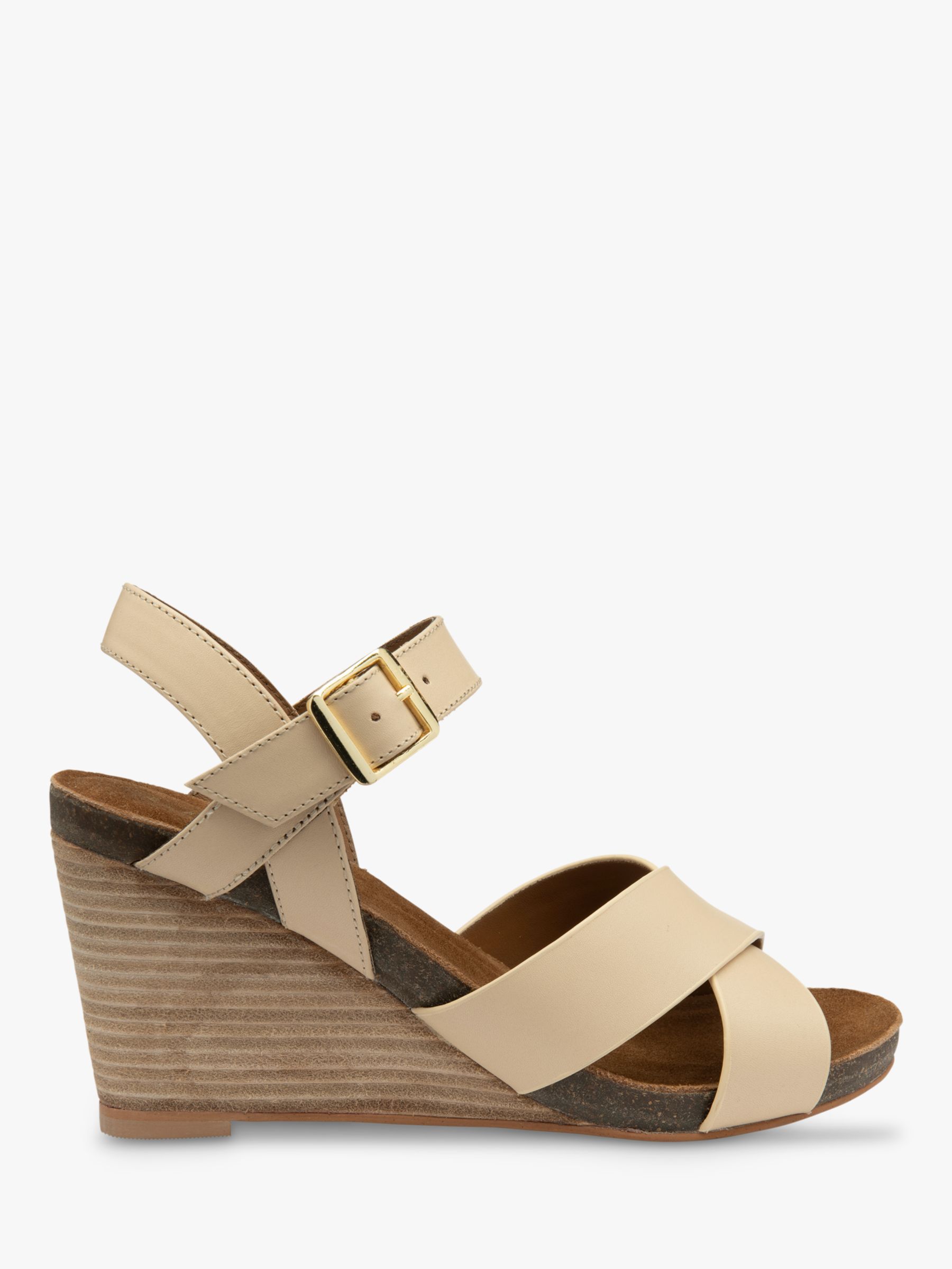 Ravel Kelty Leather Wedge Sandals, Nude at John Lewis & Partners