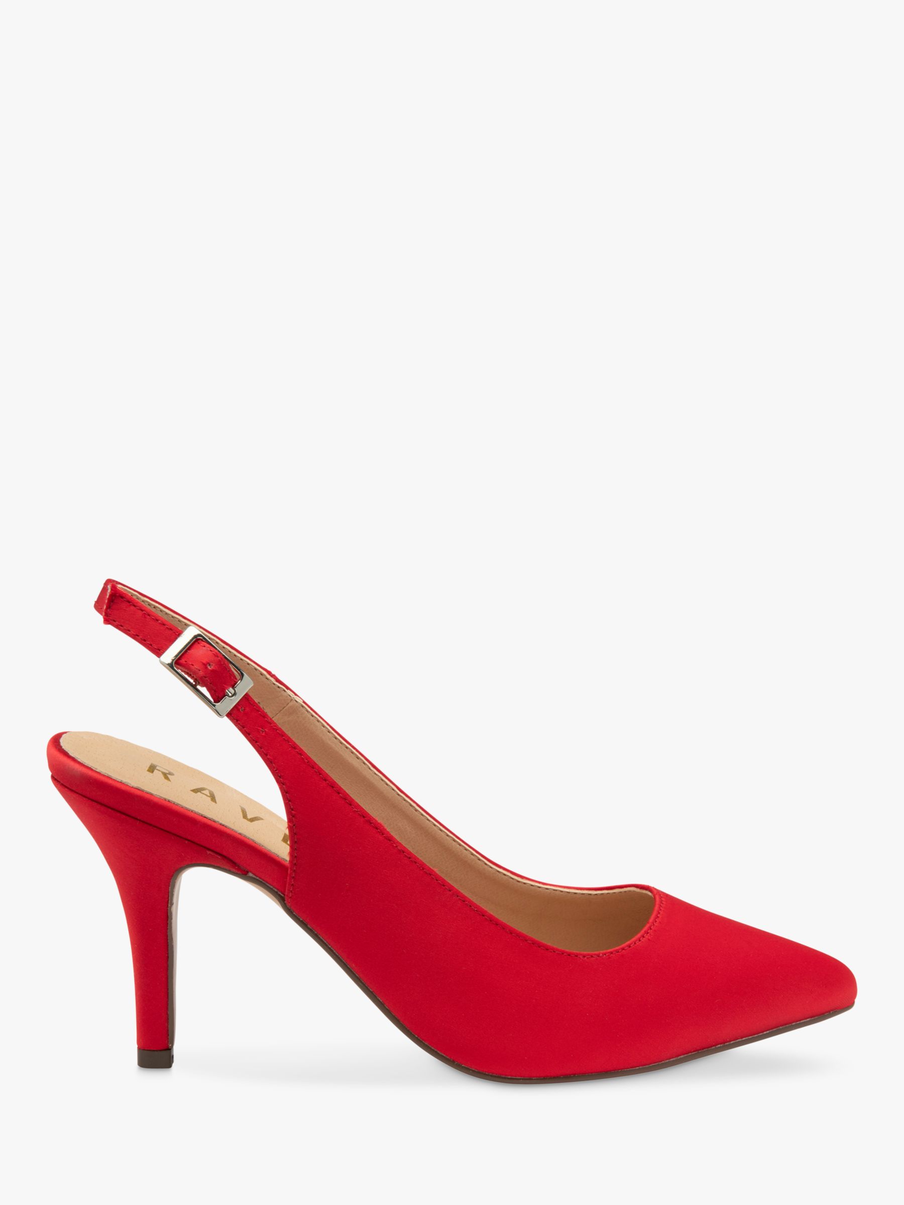 Ravel Kavan Satin Stiletto Heel Slingback Court Shoes, Red, 7