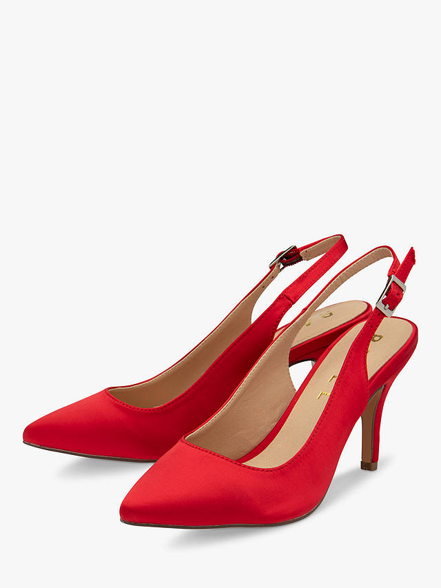 Ravel Kavan Satin Stiletto Heel Slingback Court Shoes, Red