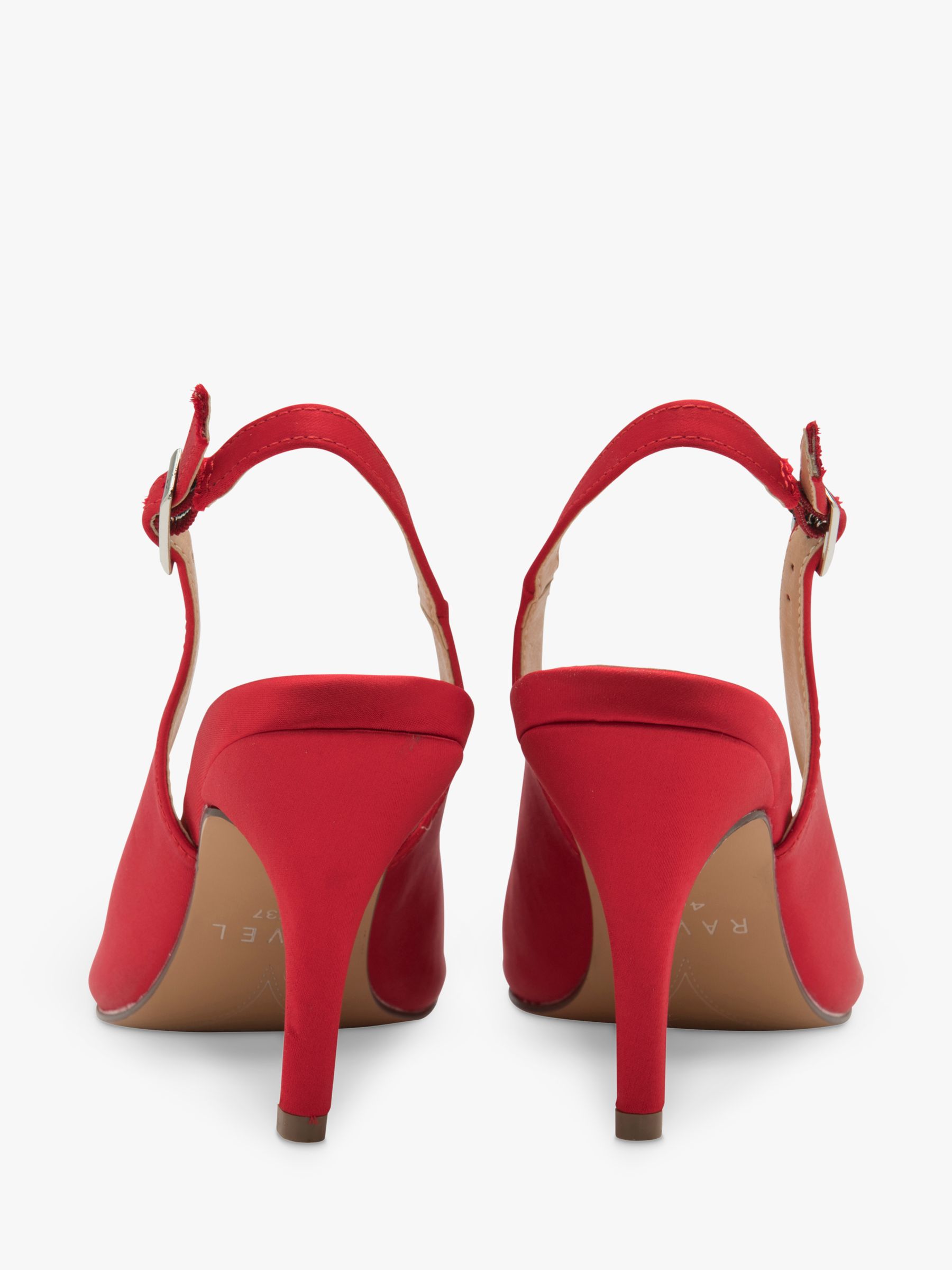 Ravel Kavan Satin Stiletto Heel Slingback Court Shoes, Red, 7