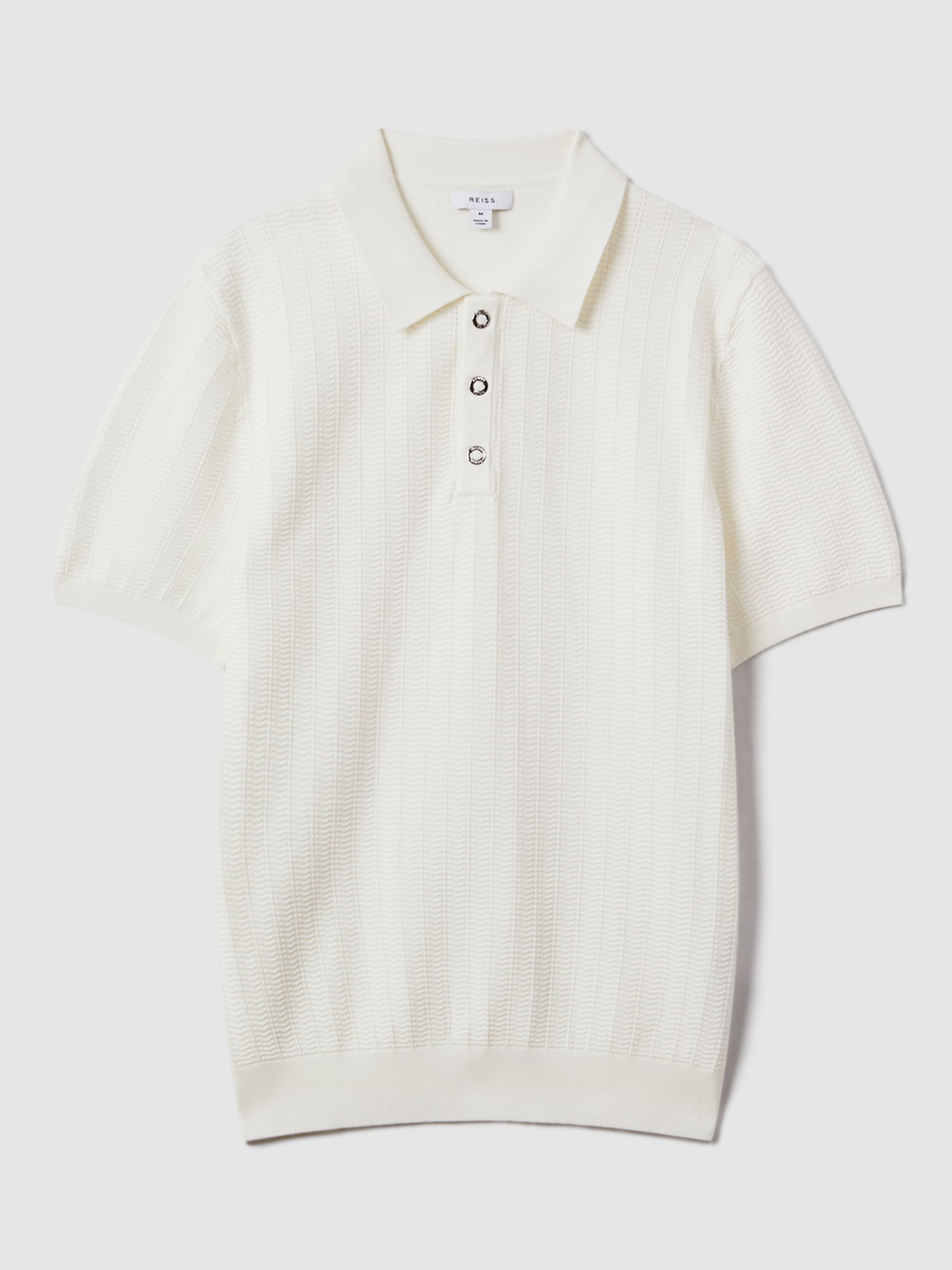 Reiss Pascoe Short Sleeve Polo Top, White, XS