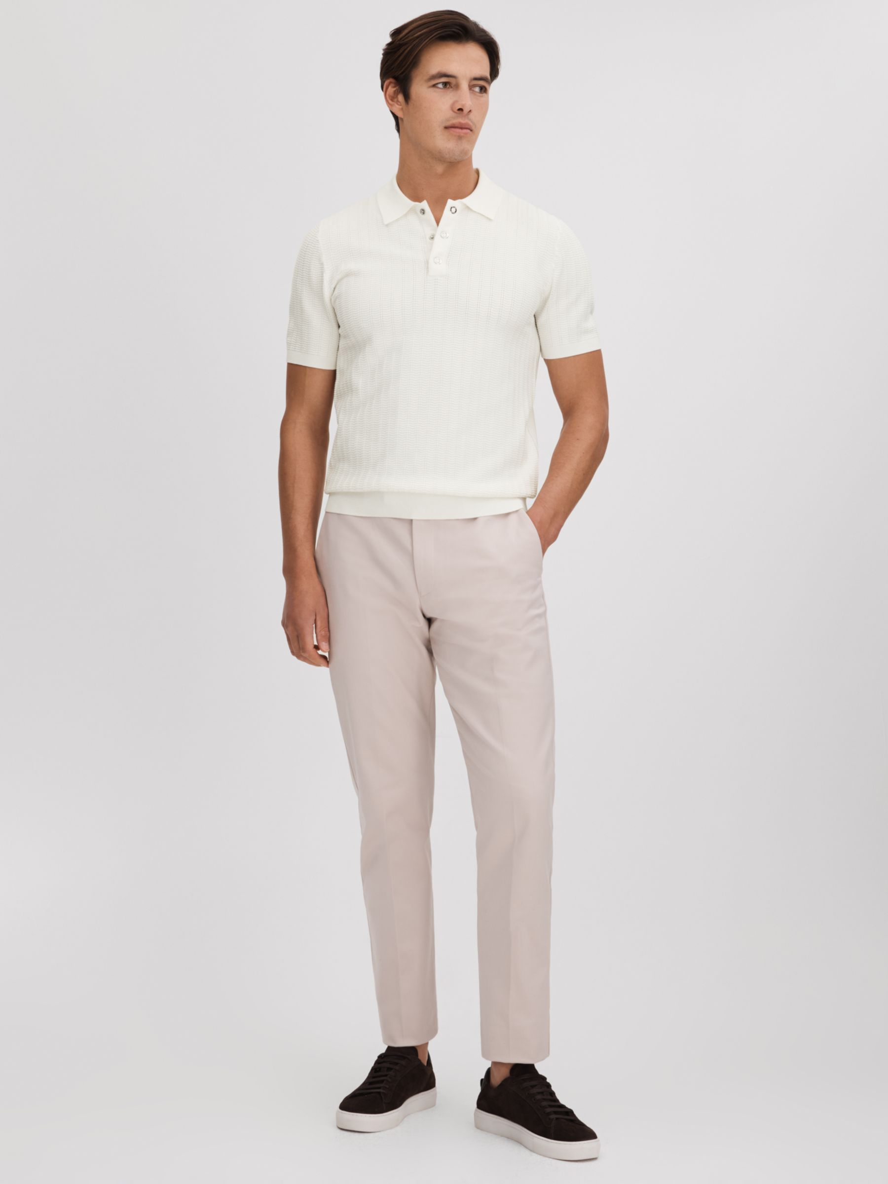 Reiss Pascoe Short Sleeve Polo Top, White at John Lewis & Partners