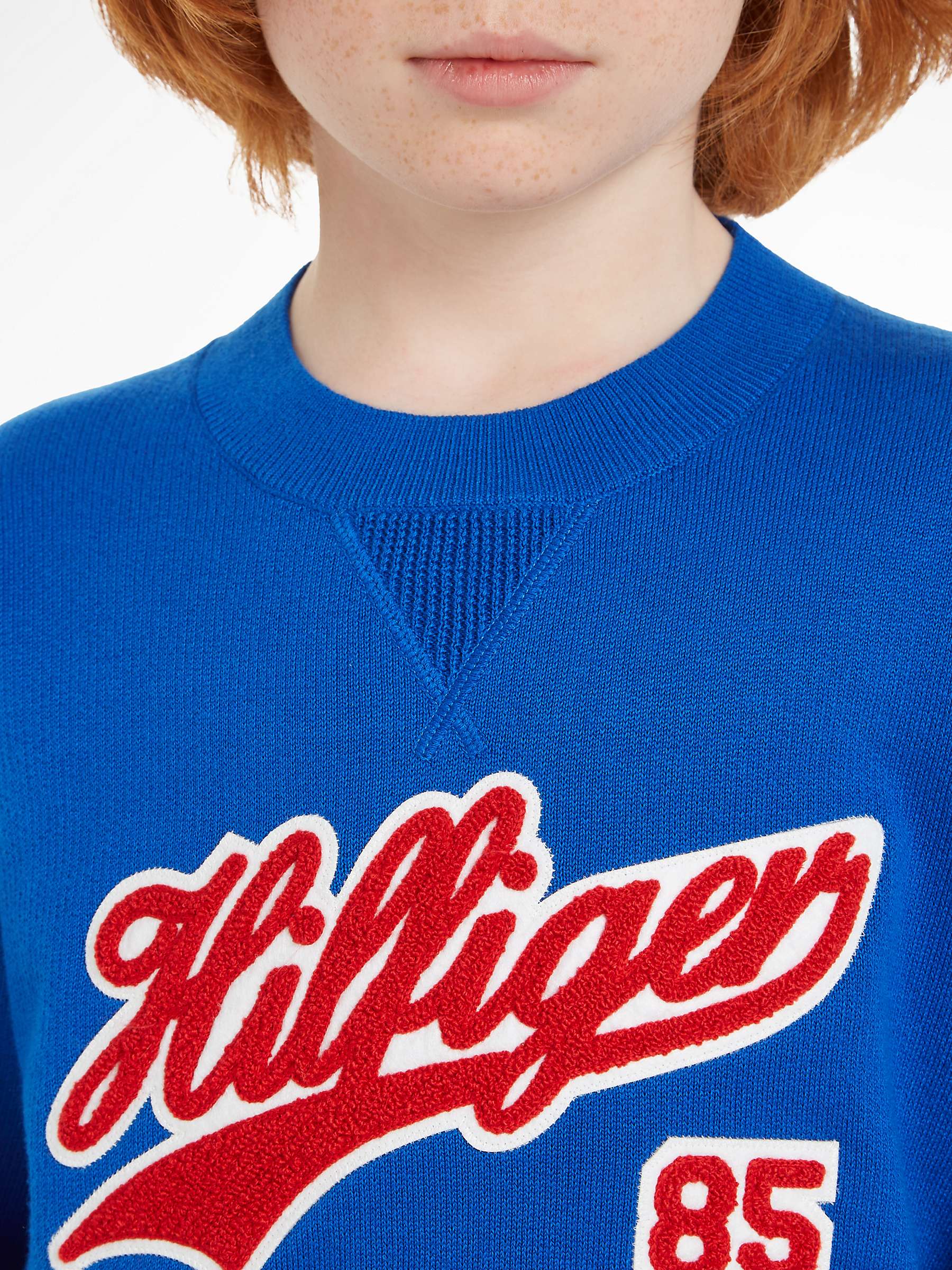 Buy Tommy Hilfiger Kids' Varsity Organic Cotton Jumper, Ultra Blue Online at johnlewis.com
