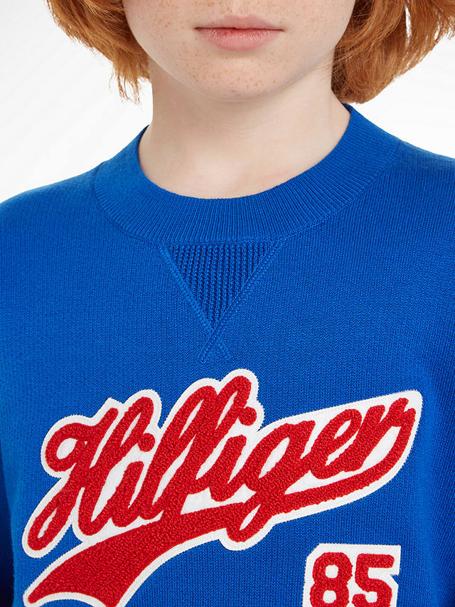 Tommy Hilfiger Kids' Varsity Organic Cotton Jumper, Ultra Blue