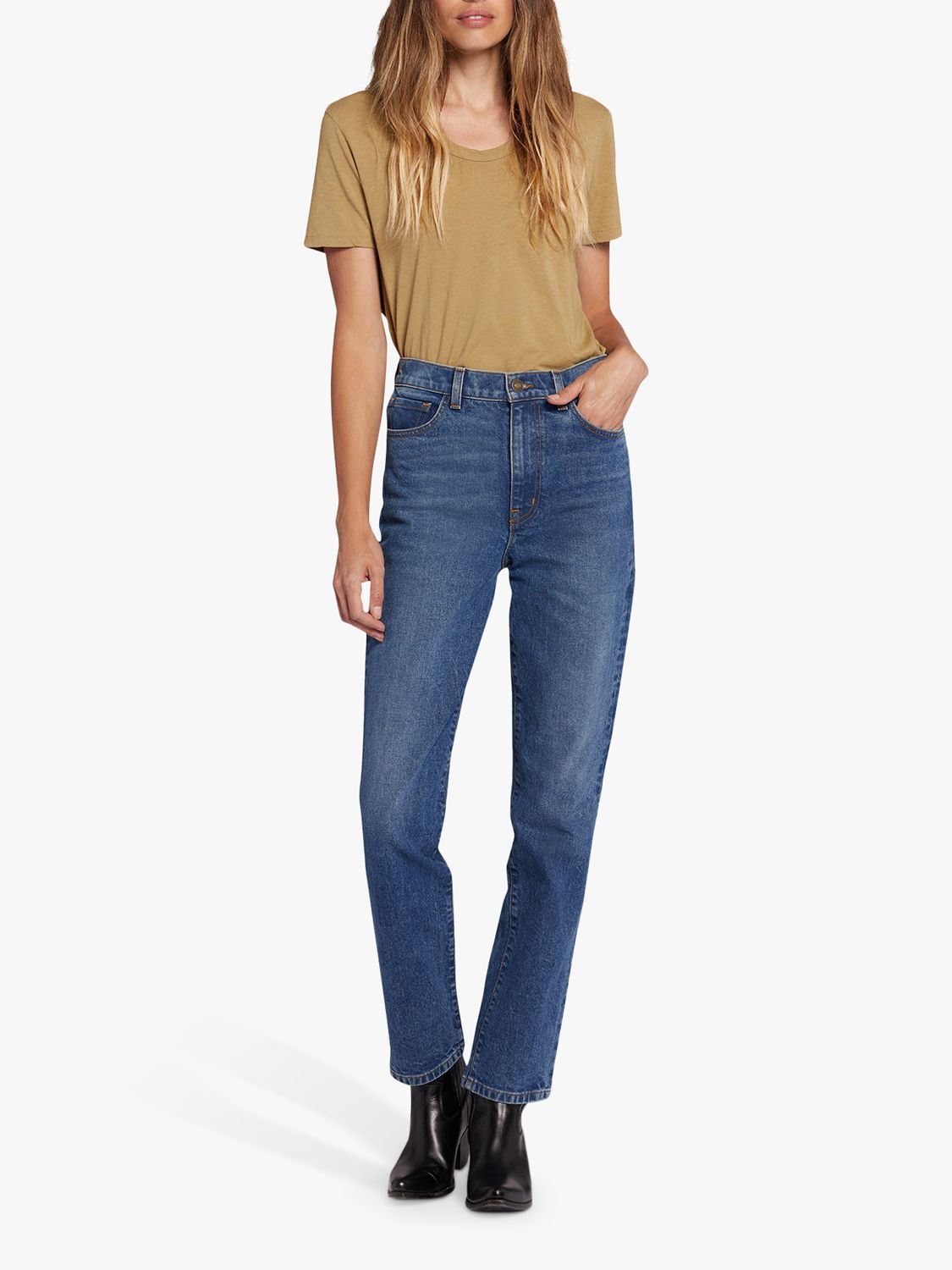 Buy Current/Elliott The Soulmate High Rise Slim Straight Jean, Lighthouse Mid Blue Online at johnlewis.com