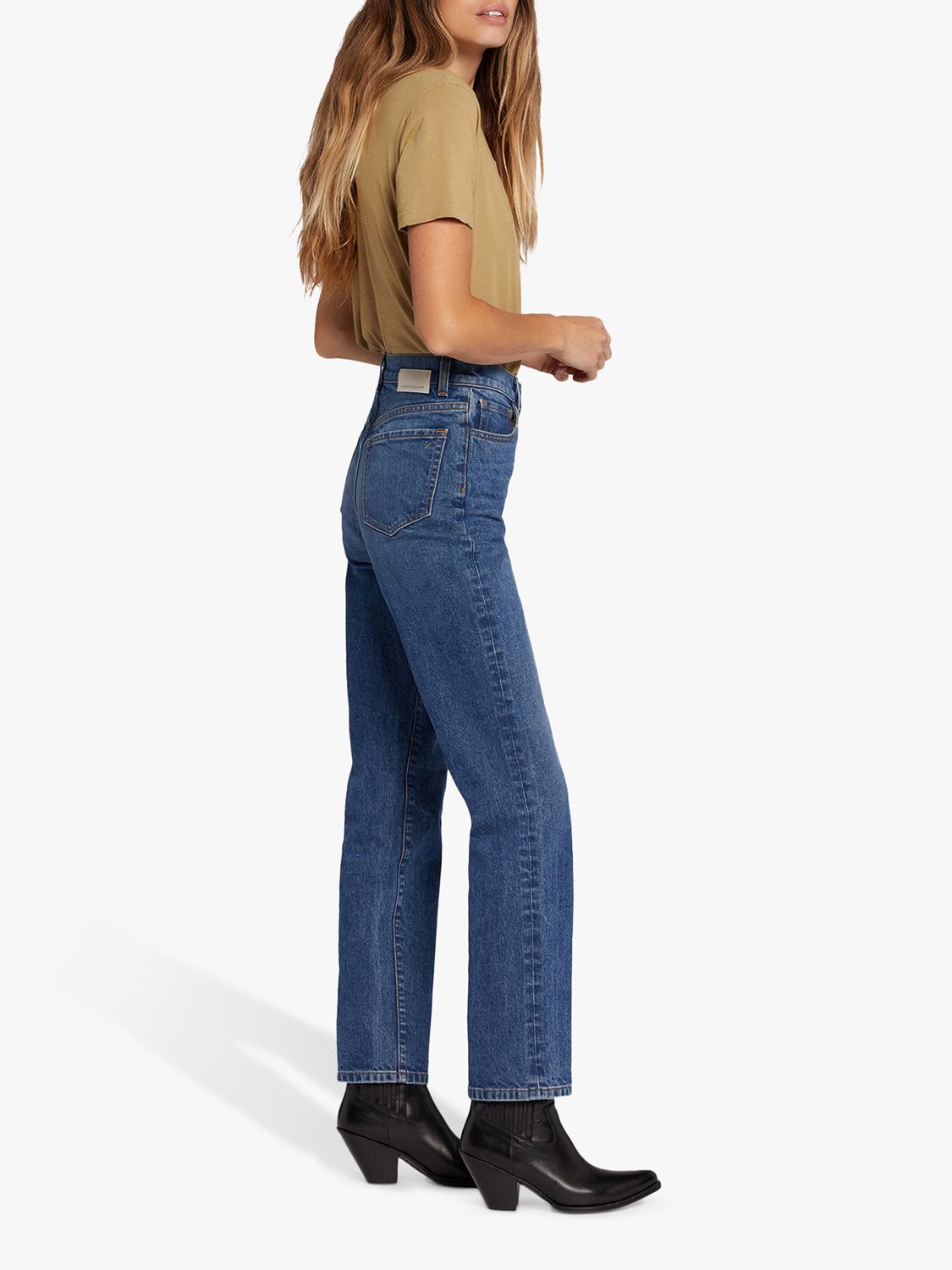 Buy Current/Elliott The Soulmate High Rise Slim Straight Jean, Lighthouse Mid Blue Online at johnlewis.com