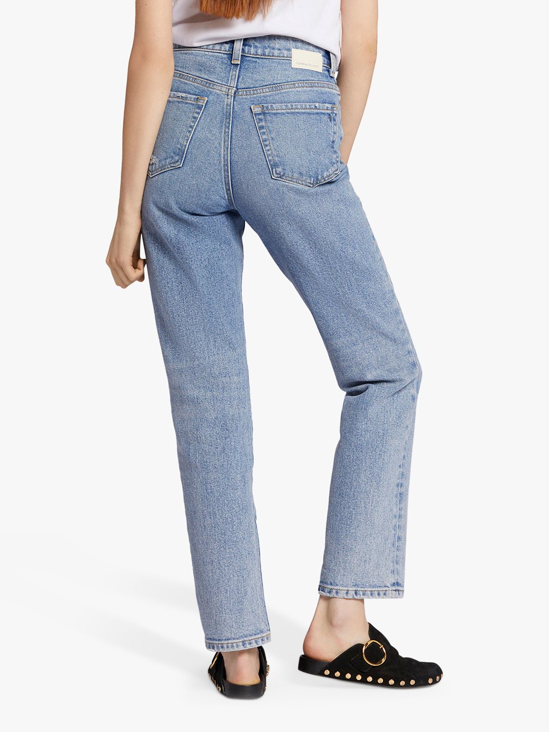 Current/Elliott The Soulmate High Rise Slim Straight Distressed Jeans, Camino Light Blue, W23/L30