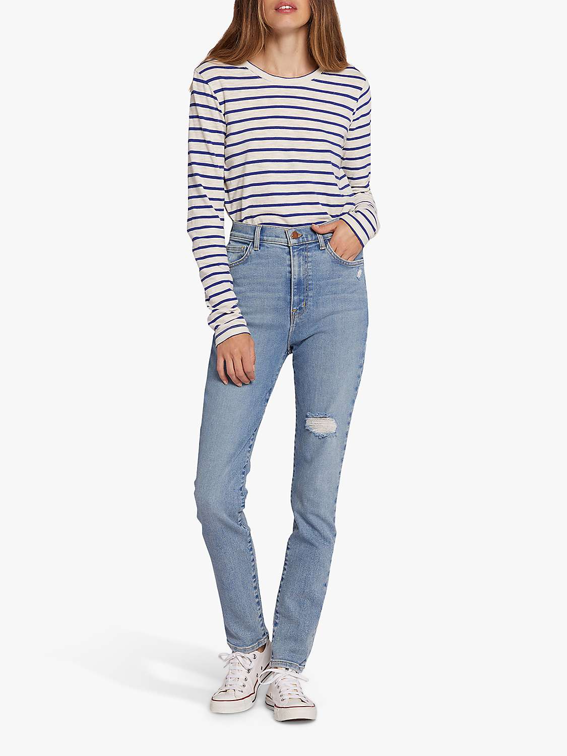 Buy Current/Elliott The Freeway High Rise Distressed Cigarette Jeans, Camino Light Blue Online at johnlewis.com