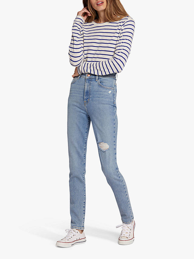 Current/Elliott The Freeway High Rise Distressed Cigarette Jeans, Camino Light Blue