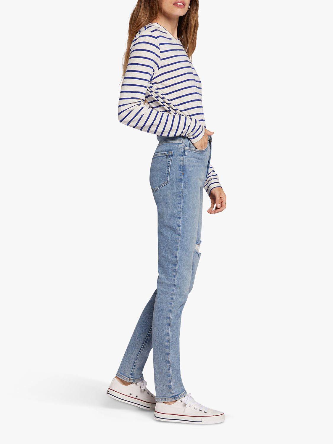 Buy Current/Elliott The Freeway High Rise Distressed Cigarette Jeans, Camino Light Blue Online at johnlewis.com