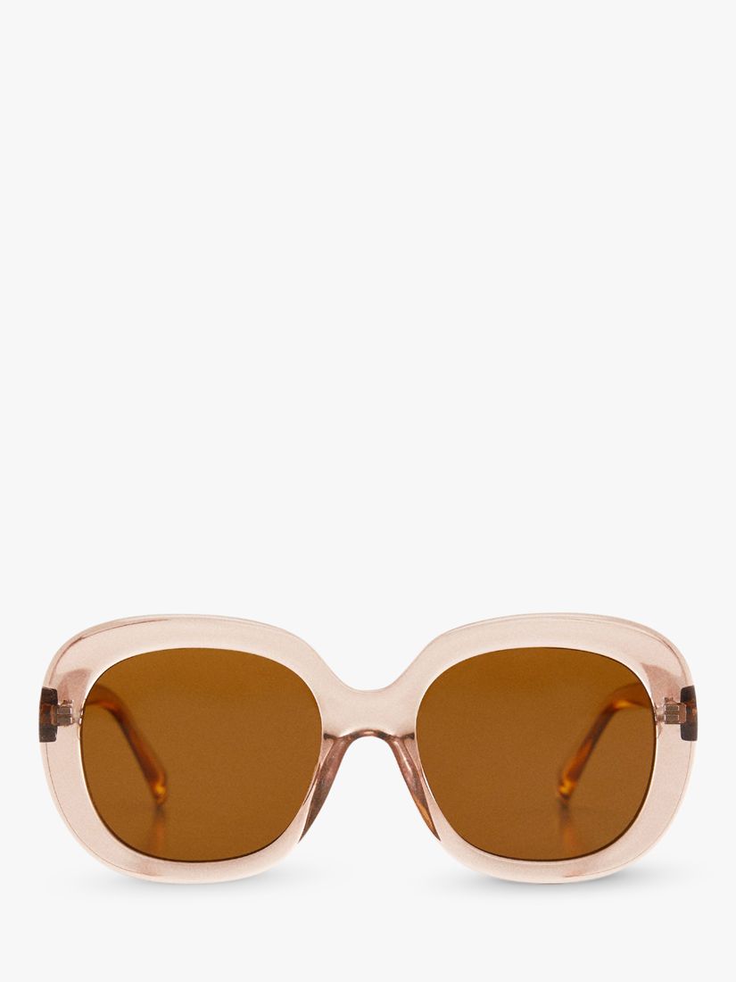 Mango Women's Favignan Oval Sunglasses, Clear Orange/Brown, One Size