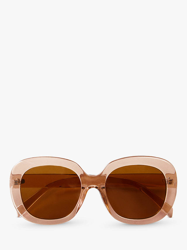 Mango Women's Favignan Oval Sunglasses, Clear Orange/Brown