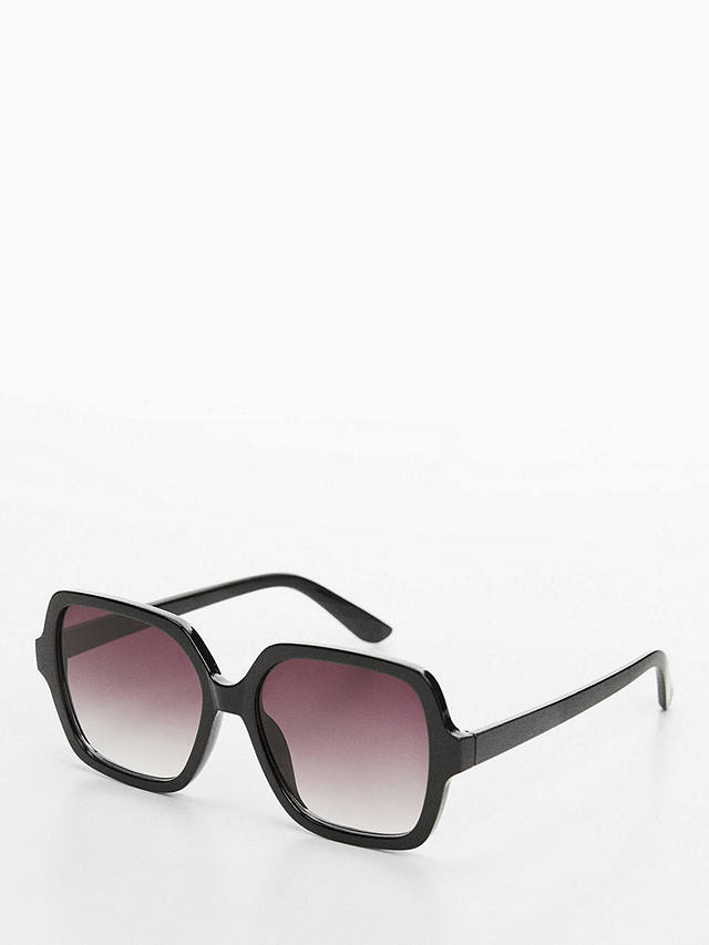 Mango Fernanda Square Tortoiseshell Sunglasses, Black