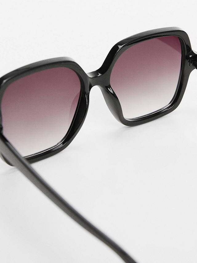 Mango Fernanda Square Tortoiseshell Sunglasses, Black