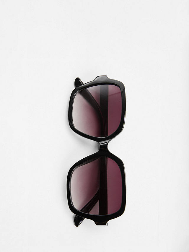 Mango Fernanda Square Tortoiseshell Sunglasses, Black