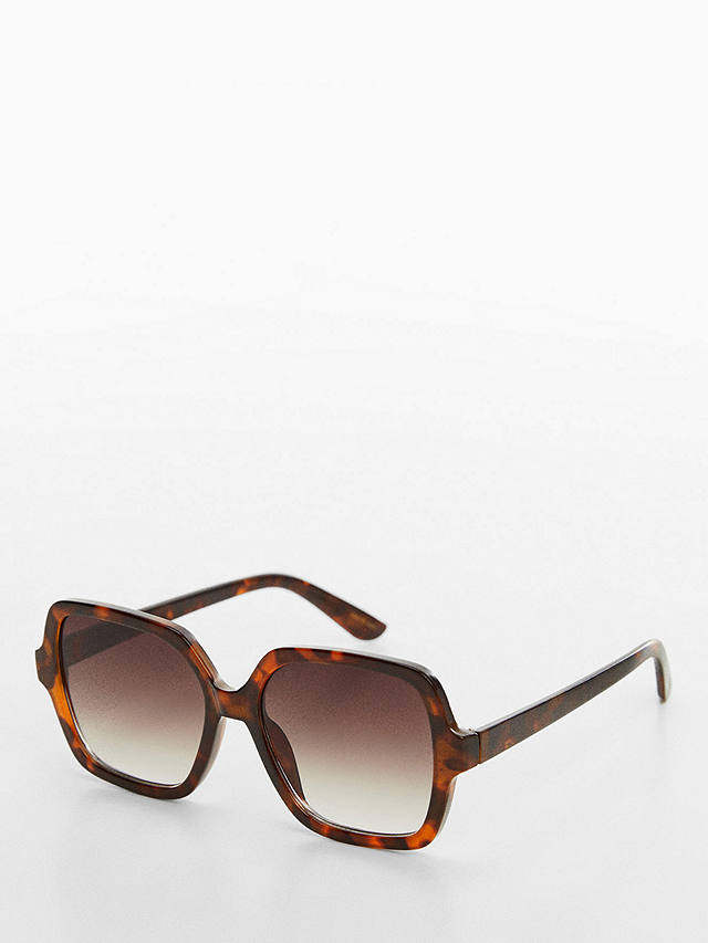 Mango Fernanda Square Tortoiseshell Sunglasses, Dark Brown