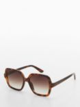 Mango Fernanda Square Tortoiseshell Sunglasses, Dark Brown