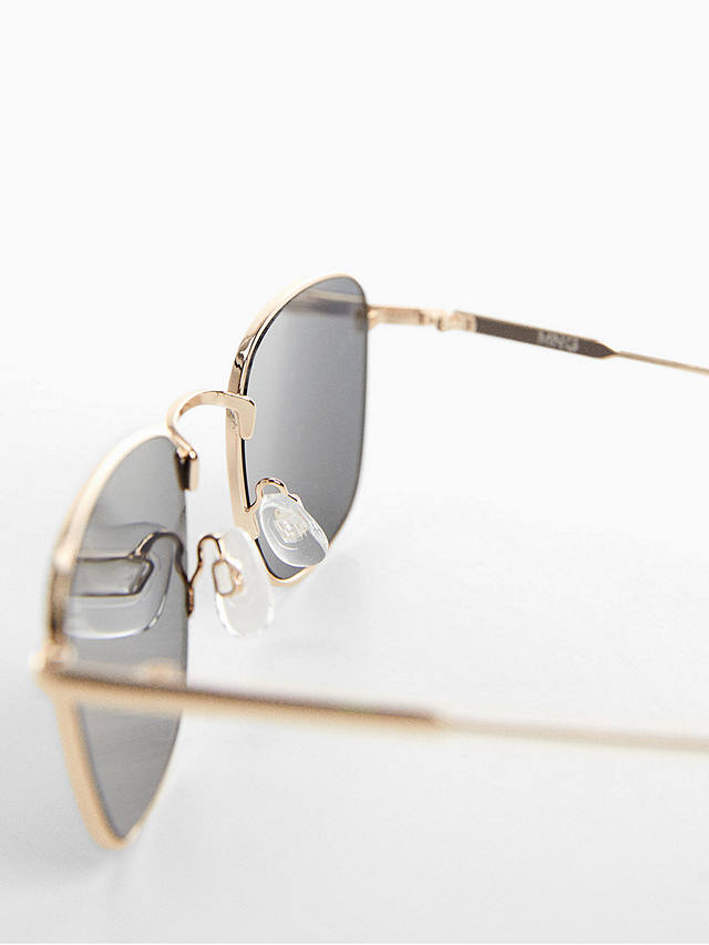 Mango Fedra Metal Rimmed Sunglasses, Gold