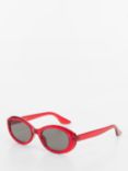 Mango Women's Flora Oval Sunglasses, Red