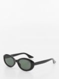 Mango Women's Flora Oval Sunglasses, Black