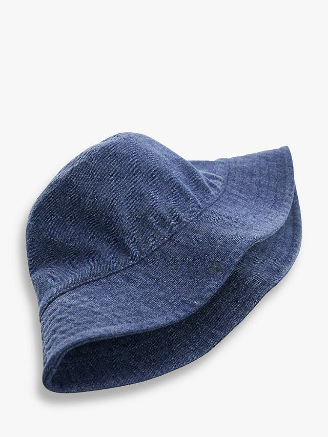 Mango Izziede Denim Bucket Hat, Open Blue