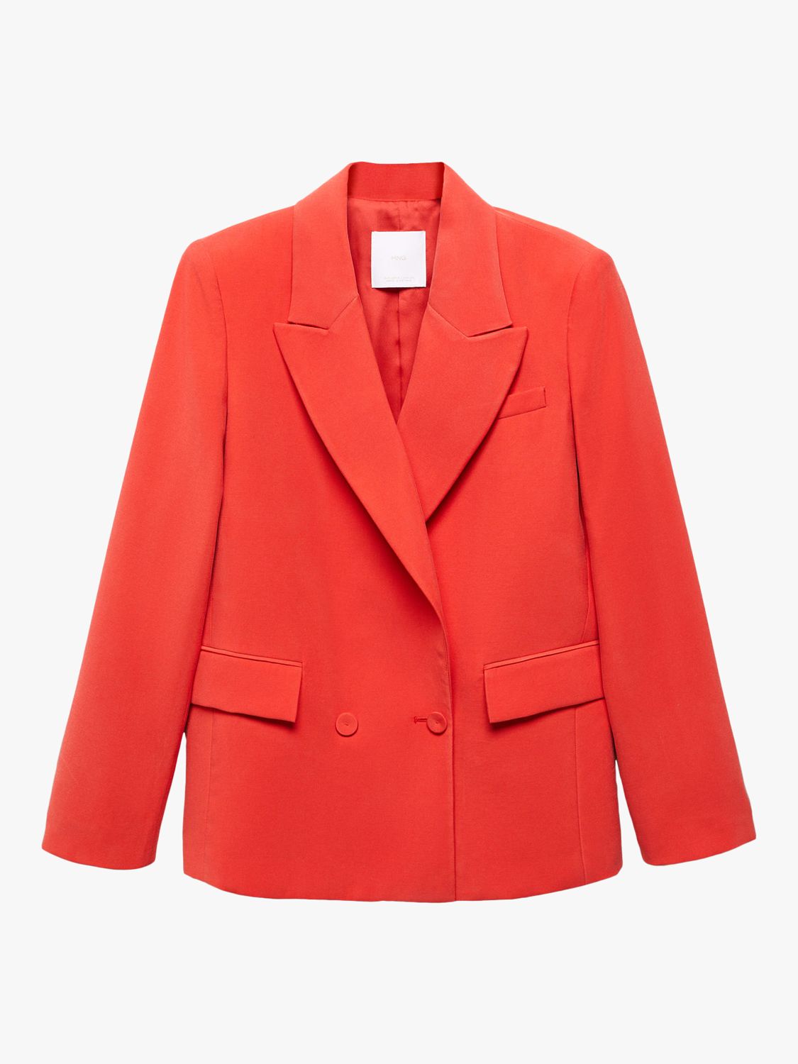 Mango Tempo Double Breasted Suit Blazer, Bright Red, XXS