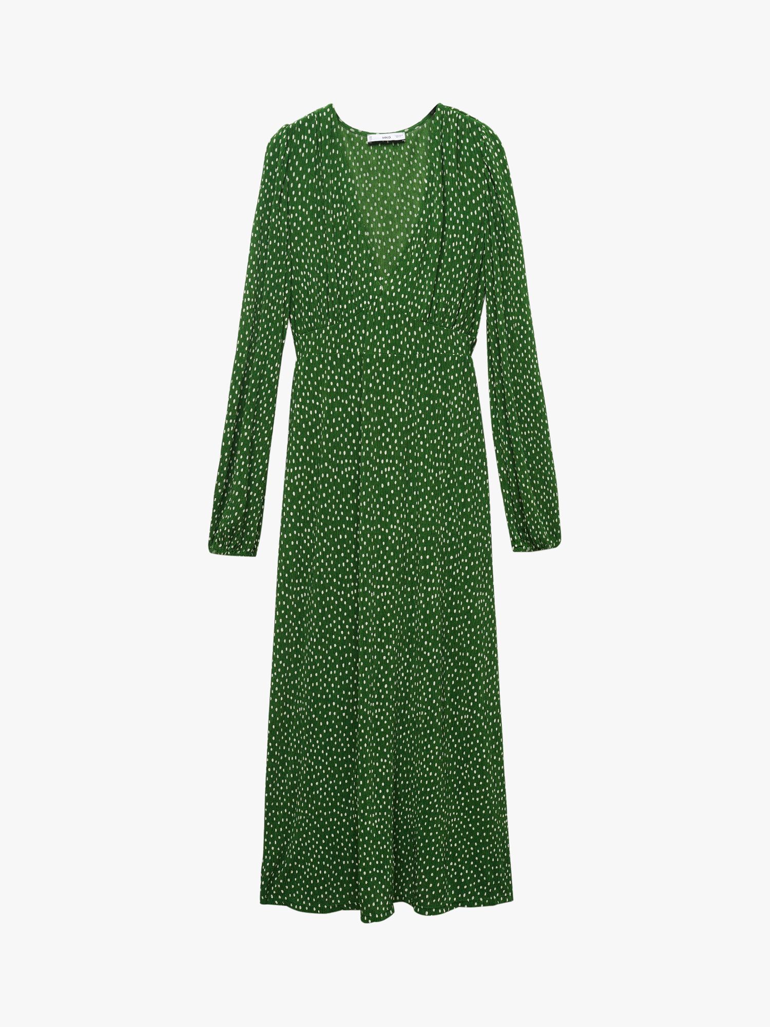 Mango Mar Spot Print Midi Dress, Green, 12