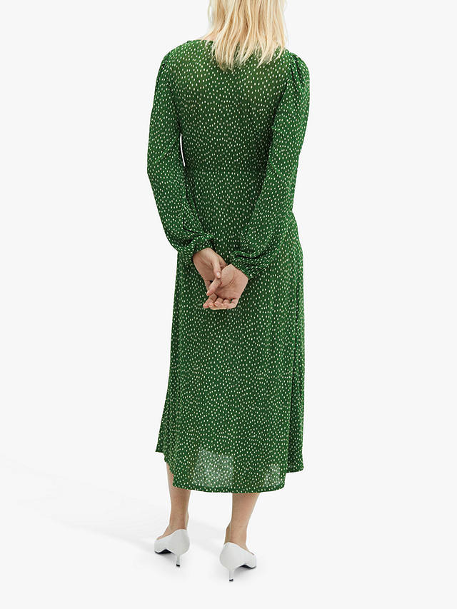 Mango Mar Spot Print Midi Dress, Green