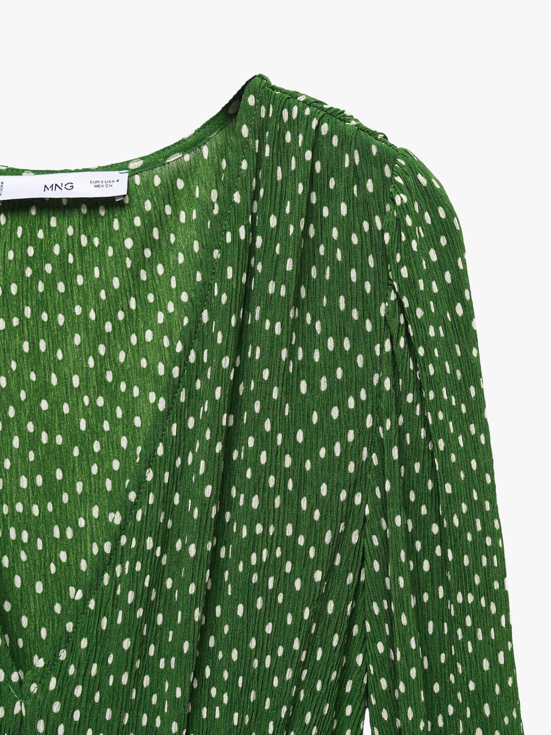 Mango Mar Spot Print Midi Dress, Green, 12